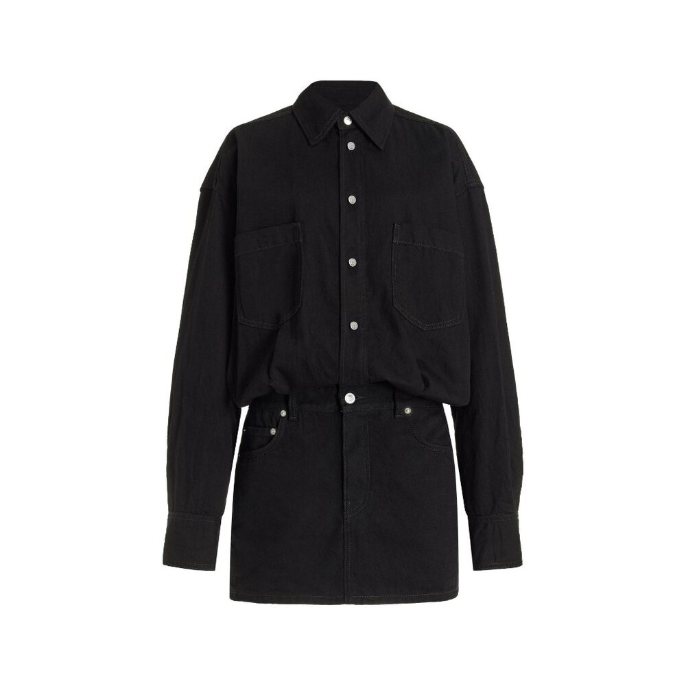 Haikure Tatum Black Stone Denim Shirt Skirt Combo Mini Dress Women's X-Small XS - Picture 2 of 9